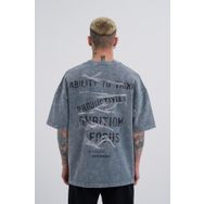 Machinist Tape Baskılı Ghost Spotted Oversize Yıkamalı Erkek T-shirt