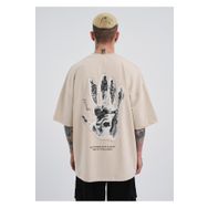 Machinist Toxic People Açık Bej Baskılı Oversize Erkek T-shirt