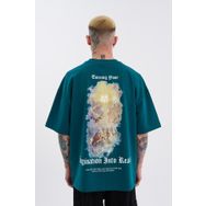 Machinist Turning Your Imagination Petrol Baskılı Oversize Erkek T-shirt