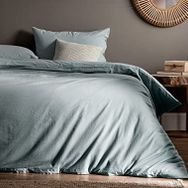 Madame Coco Mer King Size Mavi Yıkamalı Linen Nevresim Takımı