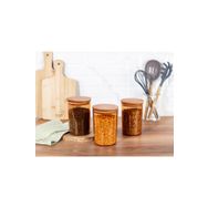 Madame Coco Yuviera Amber 3'lü 900 ml Ahşap Kapaklı Saklama Kabı