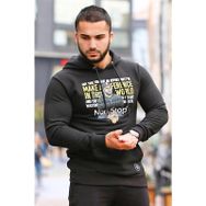 Madmext 2778 Siyah Kapüşonlu Baskılı Erkek Sweatshirt