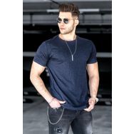 Madmext 2883 Lacivert Yırtık Detaylı Erkek T-Shirt