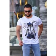 Madmext 4028 Beyaz Erkek Tişört
