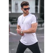 Madmext 4633 Beyaz Kol Detaylı Regular Fit Erkek T-shirt