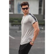 Madmext 4633 Gri Kol Detaylı Regular Fit Erkek T-shirt