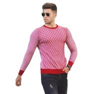 Madmext 5190 Kırmızı Baklava Desenli Erkek Kazak