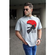 Madmext 5361 Erkek Desenli Boyalı Gri T-shirt