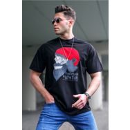 Madmext 5361 Erkek Desenli Siyah T-shirt