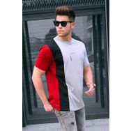 Madmext 5370 Çizgili Boyalı Gri T-shirt
