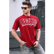 Madmext 5393 Baskılı Bordo Oversize T-shirt