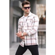 Madmext 5556 Ekru Regular Fit Oduncu Gömlek