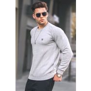 Madmext 5799 Erkek Gri Bisiklet Yaka Regular Fit Basic Sweatshirt
