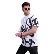 Madmext 5811 Beyaz Over Fit Desenli Erkek T-shirt