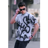 Madmext 5811 Erkek Boyalı Gri Desenli T-shirt