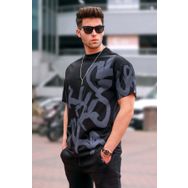 Madmext 5811 Erkek Siyah Desenli T-shirt