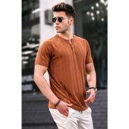Madmext 5831 Erkek Camel Düğmeli T-shirt