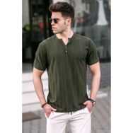 Madmext 5831 Erkek Haki Düğmeli T-shirt