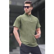 Madmext 5858 Haki Fermuar Yaka Erkek T-shirt