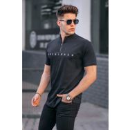 Madmext 5858 Siyah Fermuar Yaka Erkek T-shirt