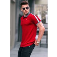 Madmext 5888 Bordo Erkek Kol Şeritli Polo Yaka Tişört