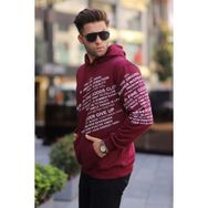 Madmext 6009 Bordo Baskılı Kapüşonlu Erkek Sweatshirt