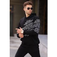 Madmext 6009 Siyah Erkek Baskılı Kapüşonlu Sweatshirt
