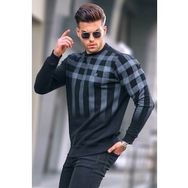 Madmext 6031 Siyah Erkek Bisiklet Yaka Baskılı Sweatshirt
