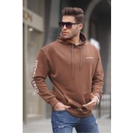 Madmext 6038 Kahverengi Kapüşonlu Erkek Sweatshirt