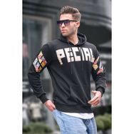 Madmext 6039 Siyah Baskılı Kapüşonlu Erkek Sweatshirt