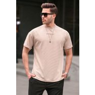 Madmext 6060 Bej Likralı Basic Erkek T-shirt