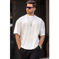 Madmext 6066 Ekru Oversize Fit Basic Erkek T-shirt
