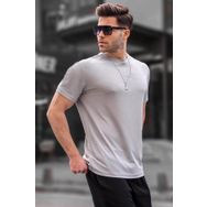 Madmext 6069 Boyalı Gri Regular Fit Basic Erkek T-shirt
