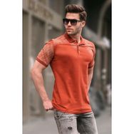 Madmext 6082 Kiremit Desenli Polo Yaka Erkek T-shirt