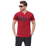 Madmext 6094 Bordo Cep Detaylı Regular Fit Erkek T-shirt