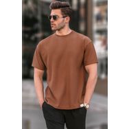 Madmext 6099 Kahverengi Regular Fit Basic Erkek T-shirt