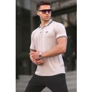 Madmext 6100 Polo Yaka Boyalı Gri Basic Regular Fit Erkek T-shirt