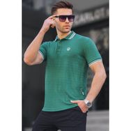 Madmext 6100 Polo Yaka Koyu Yeşil Basic Regular Fit Erkek T-shirt