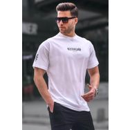 Madmext 6112 Beyaz Bisiklet Yaka Erkek T-shirt