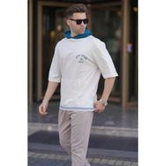Madmext 6182 Ekru Kapüşonlu Erkek T-shirt