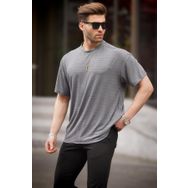 Madmext 6191 Füme Oversize Bisiklet Yaka Erkek T-shirt