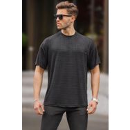 Madmext 6191 Siyah Oversize Bisiklet Yaka Erkek T-shirt
