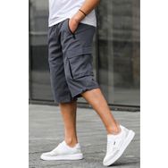 Madmext 6332 Füme Kargo Cep Erkek Gabardin Kapri Şort