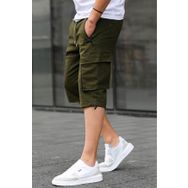Madmext 6332 Haki Kargo Cep Erkek Gabardin Kapri Şort