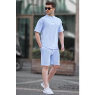 Madmext 6377 Bebe Mavisi Basic Erkek Şort Takımı