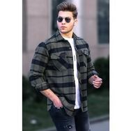 Madmext 9021 Haki İçi Kürklü Oduncu Erkek Gömlek