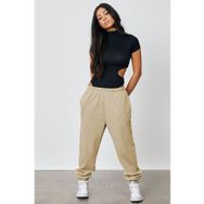 Madmext MG1235 Kadın Haki Beli Lastikli Oversize Eşofman Altı