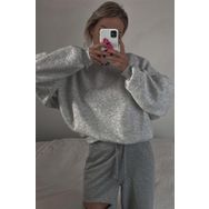 Madmext MG1559 Gri Kadın Bisiklet Yaka Basic Sweatshirt
