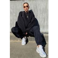 Madmext MG1559 Siyah Kadın Bisiklet Yaka Basic Sweatshirt