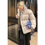 Madmext MG1582 Basic Oversize Gri Kadın Şişme Mont